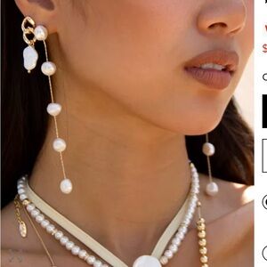 Ettika Dripping Pearl Earrings NWT